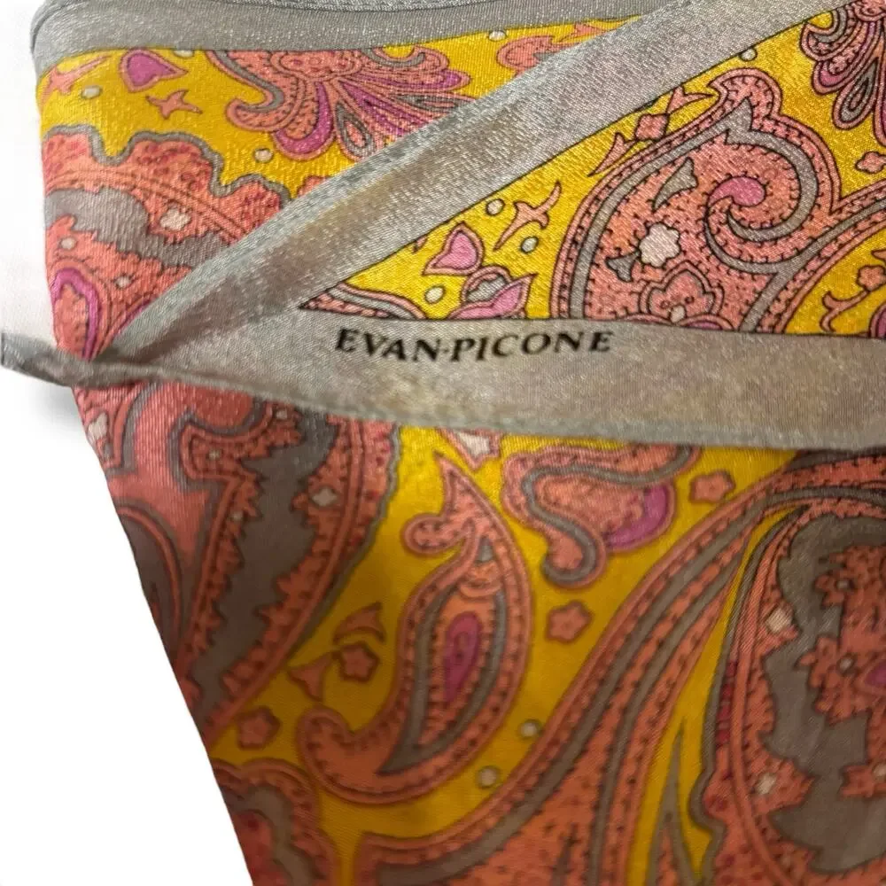 Evan Picone Pink, Yellow and Gray Long Scarf